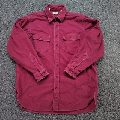 Vintage LL Bean Shirt Men XL Tall Red Chamois Cloth Freeport Maine Made USA 80s - Image 1 of 4