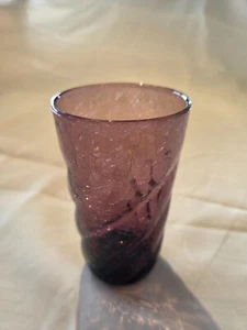 VTG Blenco Amethyst Purple Crackle Glass Tumblers  Swirl 5½" Set Of 5 - Picture 1 of 11