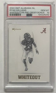 2024 ONIT ALABAMA NIL RYAN WILLIAMS WHITEOUT PROMO PSA 10 GEM MINT SSP ALABAMA - Picture 1 of 2