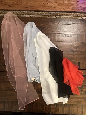 LOTE de 5 VARIOS TAMAÑOS de BUFANDAS TRANSPARENTES VINTAGE ~ COLORES Y TAMAÑOS ENUMERADOS A CONTINUACIÓN Foto 1 de 4