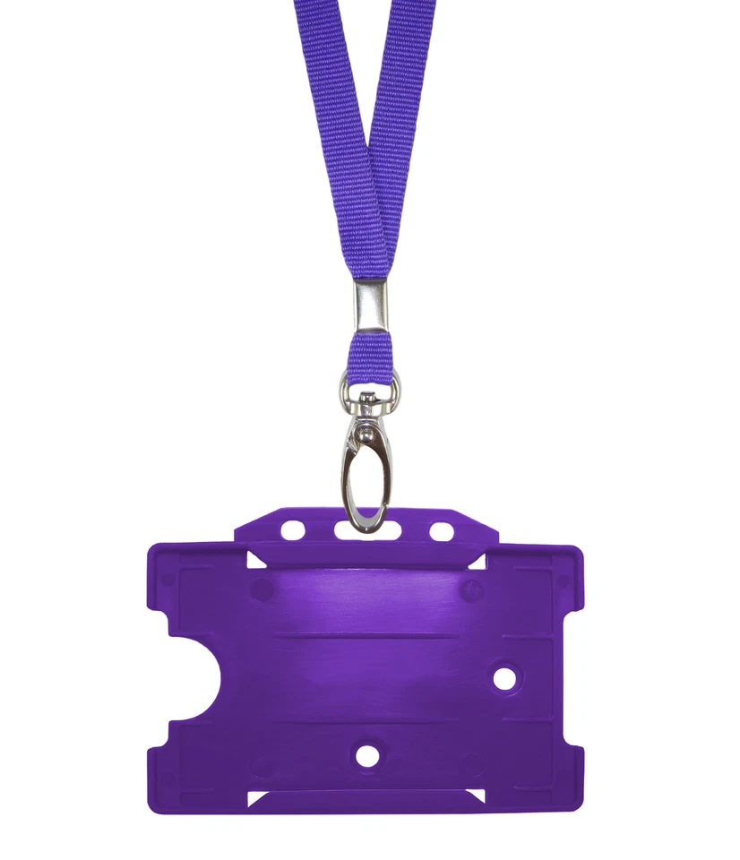 Viola Id Collo Cinturino Corda Clip Cordino & Plastica Carta Badge Targhetta