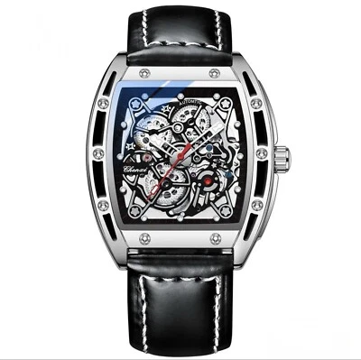 Reloj CHENXI Hombre Esqueleto Automático Mecánico Forma Tonneau Impermeable Regalo Foto 1 de 4