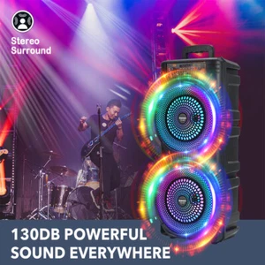 Bluetooth 5.0 Lautsprecher RGB Subwoofer Musikbox Boombox Party LED mit Mikrofon - Bild 1 von 17