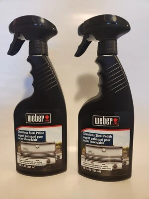 Lote de 2 botellas de limpieza Weber de acero inoxidable pulido 12 oz spray sin rayas Foto 1 de 3