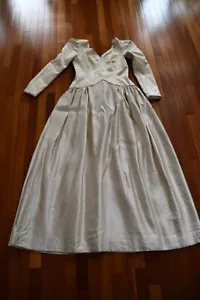Vintage Retro CHAMPAGNE DRESS Long Sleeves Sz M - Picture 1 of 9