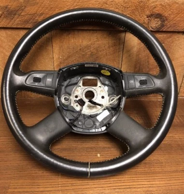 2005-2008 AUDI A6 C6 4 SPOKE BLACK LEATHER STEERING WHEEL 4F0 419 091 AJ 1KT - Image 1 of 4