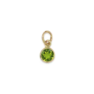 Peridot Charm 4mm Round Set In 14k Yellow Gold - Picture 1 of 5