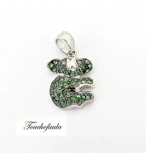 KOALA BEAR IN 18K WHITE GOLD WITH GREEN GARNET/DIAS. - Picture 1 of 5