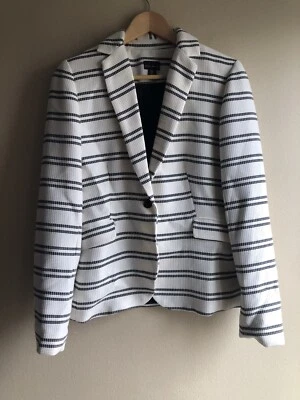 Chaqueta a rayas Willi Smith para mujer manga larga con botones blanca negra talla pequeña Foto 1 de 4