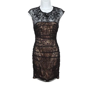 Sexy Vestido Bebe de Encaje de Malla Body Con XS Cuentas Lentejuelas Brillantes Lados Acanalados Negro - Imagen 1 de 7