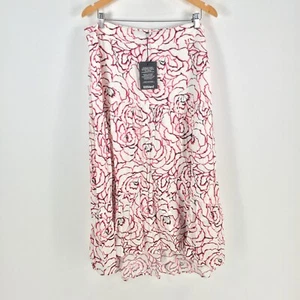 NEW Basque womens skirt size 16 flare midi white floral zip 071260 - Picture 1 of 10