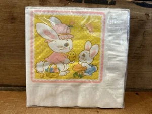 20 Vintage Punze Papier Getränk Servietten Osterhase Hase Küken Pilz - Bild 1 von 4