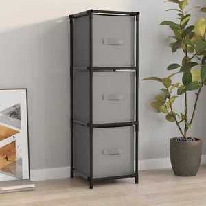 ShCuShan Storage Cabinet with 3 Fabric Drawers Grey 34x34x101 N4P1 - Picture 1 of 8