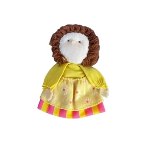 Vintage Hallmark Cards 4" Plush Finger Puppet Doll Yellow Dress - Picture 1 of 3