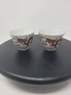 2 anciennes tasses à saké en porcelaine chinoise rouge dragon 