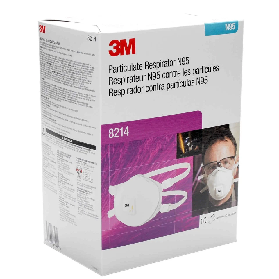3M 8214 N95 Particulate Disposable Respirator Mask - 10 Pack