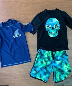 Boy's Swim Shorts & Rash Guard Shirt size 8 - Bathing Suit - Swimwear - Picture 1 of 4