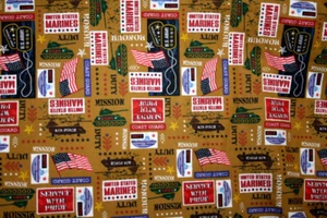 SERVICE WITH PRIDE - ARMY - NAVY - COAST GUARD - MARINES - 100% COTTON FABRIC - Picture 1 of 5