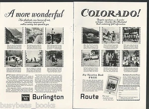 1928 BURLINGTON ROUTE 2-page advertisement, Colorado sights CB&Q RR - Bild 1 von 1