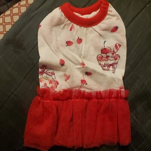 XS Strawberries & Cupcakes Pet Clothes Cotton  Dress Puppy Clothing For Dog  - Picture 1 of 3