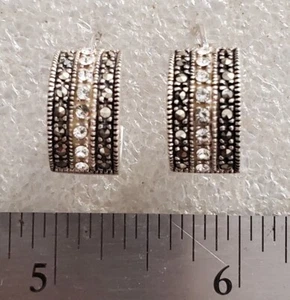 VINTAGE STERLING SILVER 925 A HOOP EARRINGS - Picture 1 of 6