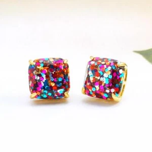 Nuevo con etiquetas Pendientes Kate Spade Cuadrados Mini Brillo $32 Multicolor - Imagen 1 de 6
