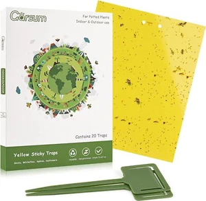 20 Pack Gnat Sticky Traps for Indoor and Outdoor, Fruit Fly Paper Sheets Yellow - Picture 1 of 2