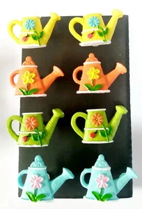 GARDEN WATER CANS Push Pins Handmade Decorative Office Memo Board Set of 8 SALE - Picture 1 of 2