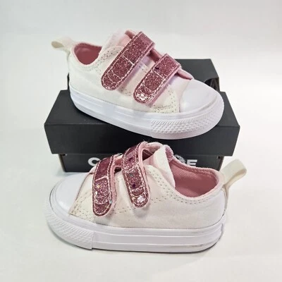 Zapatos Converse blancos/rosa amanecer/blancos para niñas pequeñas. Talla 3 Foto 1 de 4
