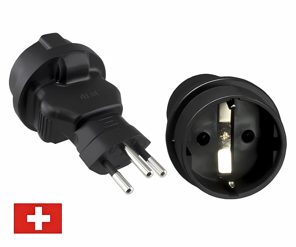DINIC Reisestecker für die Schweiz, Adapter mit Sicherung 10A - Bild 1 von 4