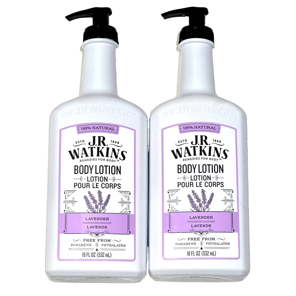 Pacote com 2 loções corporais J.R. Watkins remédios lavanda livre de parabeno 18 oz - Imagem 1 de 1