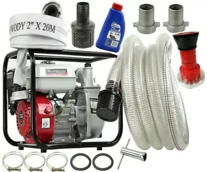 600l/min Benzin Wasserpumpe 5,5 PS Gartenpumpe 2'' + 2x Schlauch - Bild 1 von 11