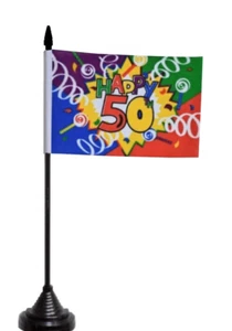 Bandera de mesa feliz 50 cumpleaños - poliéster - Imagen 1 de 3