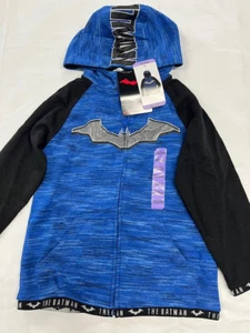 Batman Boy Hoodie With Striper Batman Symbol In Zipper Front(BLUE L14/16)NWOT - Picture 1 of 2