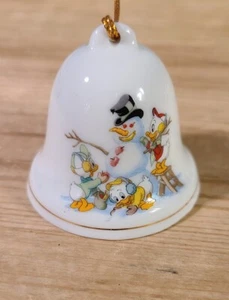Vintage Grolier Disney Porzellan Weihnachtsglocke Ornament Huey Dewey und Louie Ente - Bild 1 von 5