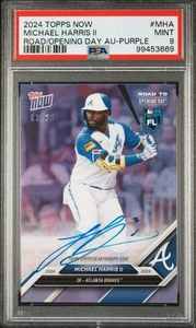 2024 TOPPS NOW Road to Opening Day Michael Harris II Purple Auto /25 #MH-A PSA 9 - Picture 1 of 2