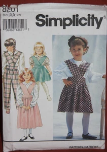 Simplicity 8201 Girl's Jumpsuit, Jumper, Blouse Pattern Size 2-4  UNCUT (b28) - Picture 1 of 3