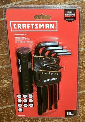 Craftsman 10pc Metric Hex Key Set 1.5, 2, 2.5, 3, 4, 5, 6, 7, 8, 10MM #CMHT26005 - Image 1 of 2