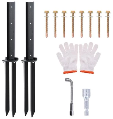 Kit de reparación de anclaje de poste de cerca de 32 pulgadas de alta resistencia 2 piezas para postes de madera espiga de tierra Foto 1 de 4