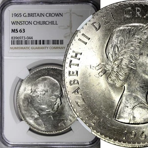 Great Britain Elizabeth II Churchill 1965 Crown 38.61 mm NGC MS63 KM# 910 (044) - Picture 1 of 5