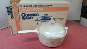 Poêle avec couvercle Corning Ware pêche fleurie 2,5 quart neuf dans sa boîte - Photo 1/5