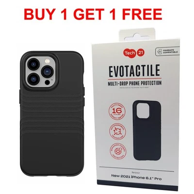 Tech21 Case For iPhone 13 Pro Black Evo Tactile MagSafe Cover-BUY 1 GET 1 FREE - Image 1 of 4