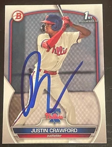 Justin Crawford Philadelphia Phillies Prospect Firmado Autografiado 2023 Bowman - Imagen 1 de 1