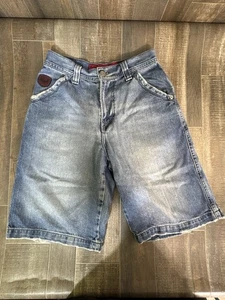 JNCO Jeans Kids 12 Baggy Denim Shorts Bulldog Graphic Y2K Streetwear - Picture 1 of 7