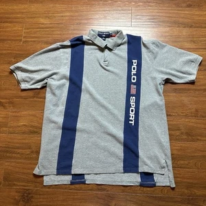 Vtg Ralph Lauren Polo Sport USA Flag Rugby Shirt XL Stripe Colorblock Button Tee - Picture 1 of 13