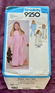 New Vintage Simplicity Kids PJs Night Dress Dressing Gown Sewing Pattern 9250 - Picture 1 of 2