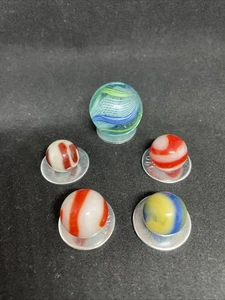 Antico Vintage Marmi Latticino Fatto a Mano Tedesco Akro Agata Corsetto T3 - Foto 1 di 14