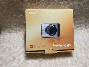 Canon PowerShot A490 10.0MP Digital Camera Silver Tested. With Box And Software - Picture 1 of 10