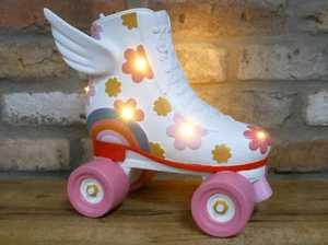 Unusual Girls Bedroom Decor Battery Operated LED Roller Skates Ornament Statue - Picture 1 of 6