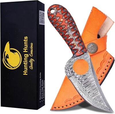 VIKINGS HUNTERS Viking Damascus Hunting Knife Custom Handmade Hand Forged Damascus Steel Blade